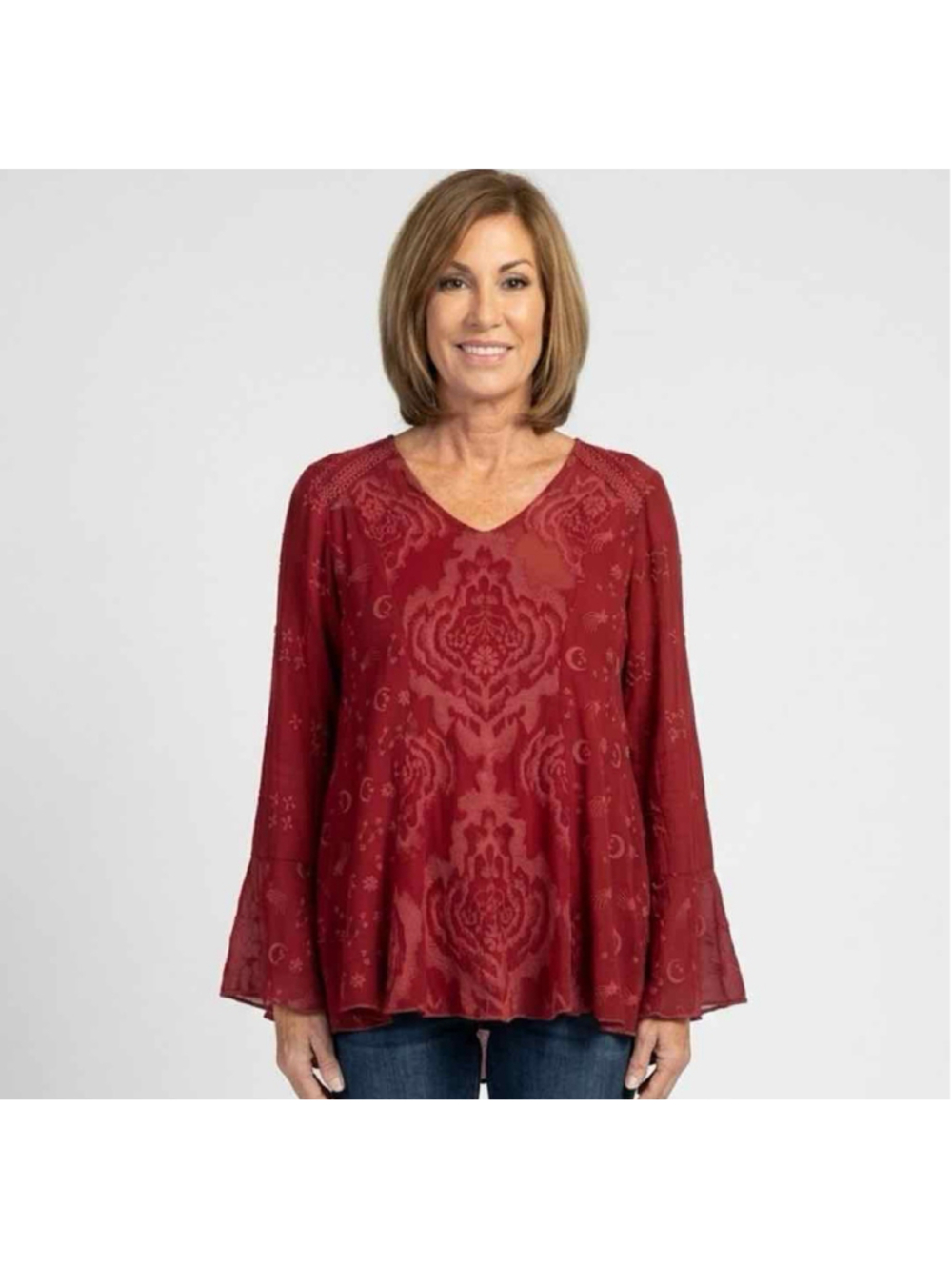 Johnny Was Lunaries Tunic Savvy Red Small New With Tags
